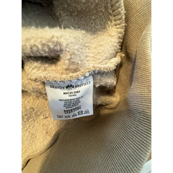 Brandy Melville Tan Hooded Cropped Full Zip Hoodie Sweatshirt O/S Y2K Hoodie - Picture 6 of 8